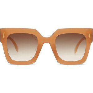 Women's Luxury Large Vintage Oversized Square Eyes Protecting Brown Sunglasses